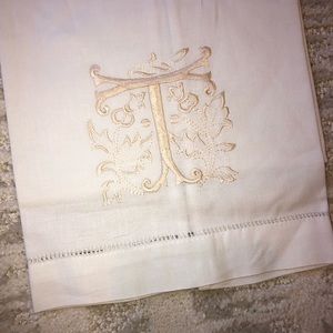 White Guest Hand Towel with initial “T”